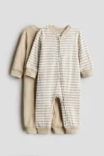 Set 2 bộ sleepsuit vải cotton H&M (size: 6/9m) - Ảnh 2