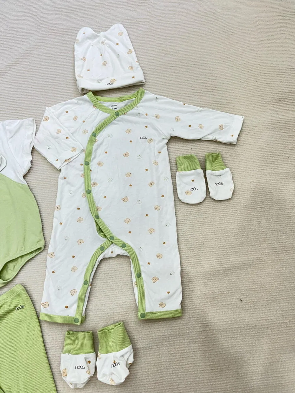 Set 2 bộ bodysuit Nous (Size: 0/3m & 3/6m - tặng kèm quần Nous & bao tay) - Ảnh 6