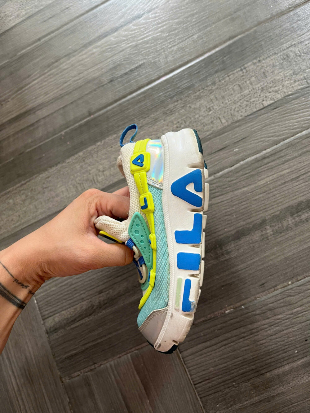 Giày thể thao trẻ em Fila vàng neon cho bé 3-4 tuổi (Chân 16cm) - Ảnh 3