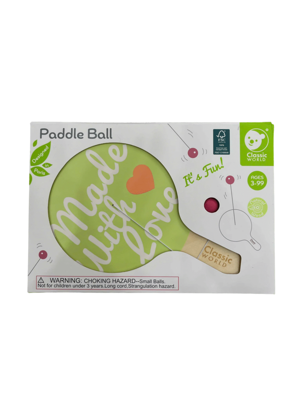 Vợt bóng cao su đàn hồi Classic World (Paddle Ball) cho bé từ 3 tuổi