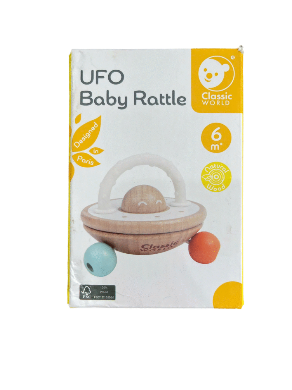 Đồ chơi ngặm nướu xúc xắc gỗ hình UFO đa năng cho bé 6M+ - Image 2
