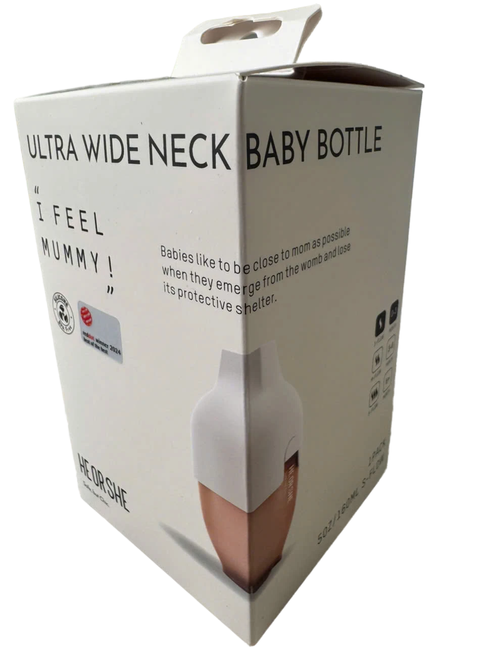 Bình sữa HEORSHE Ultra Wide Neck – “I Feel Mummy!” 120ml