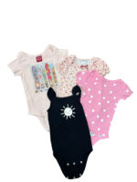 Set 4 bodysuits cộc tay bé gái mix nhiều thương hiệu 9-12M