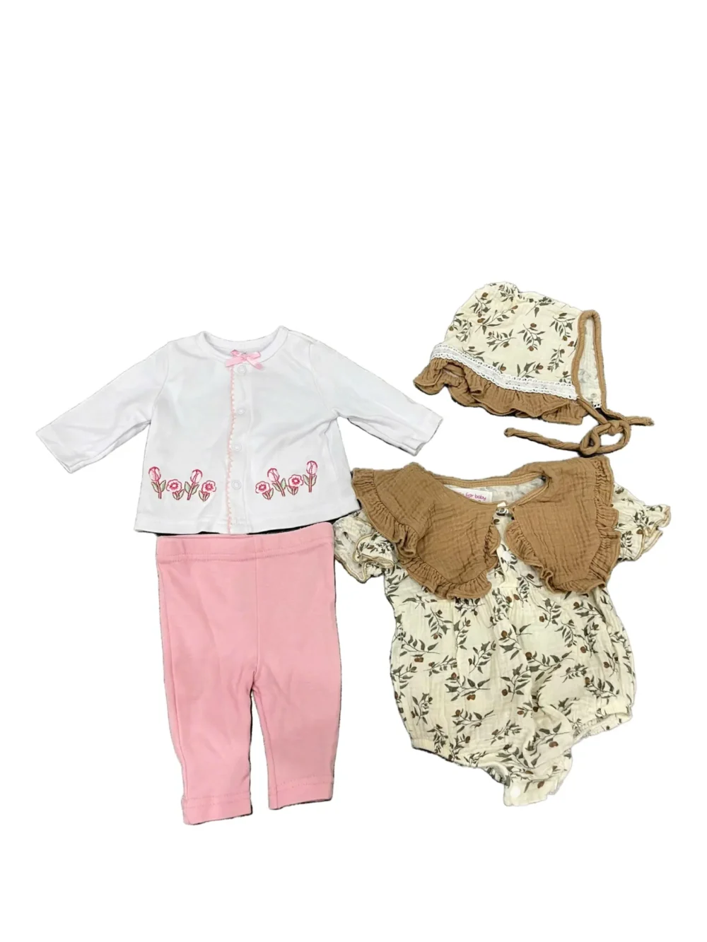Set 2 bộ đồ bé gái 0 đến 3 tháng brand Hàn Quốc & Sterling Baby