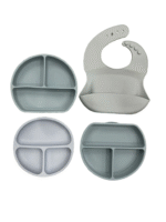 Set yếm và khay ăn bé silicone màu xanh