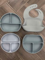 Set yếm và khay ăn bé silicone màu xanh - Image 3