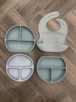 Set yếm và khay ăn bé silicone màu xanh - Image 2