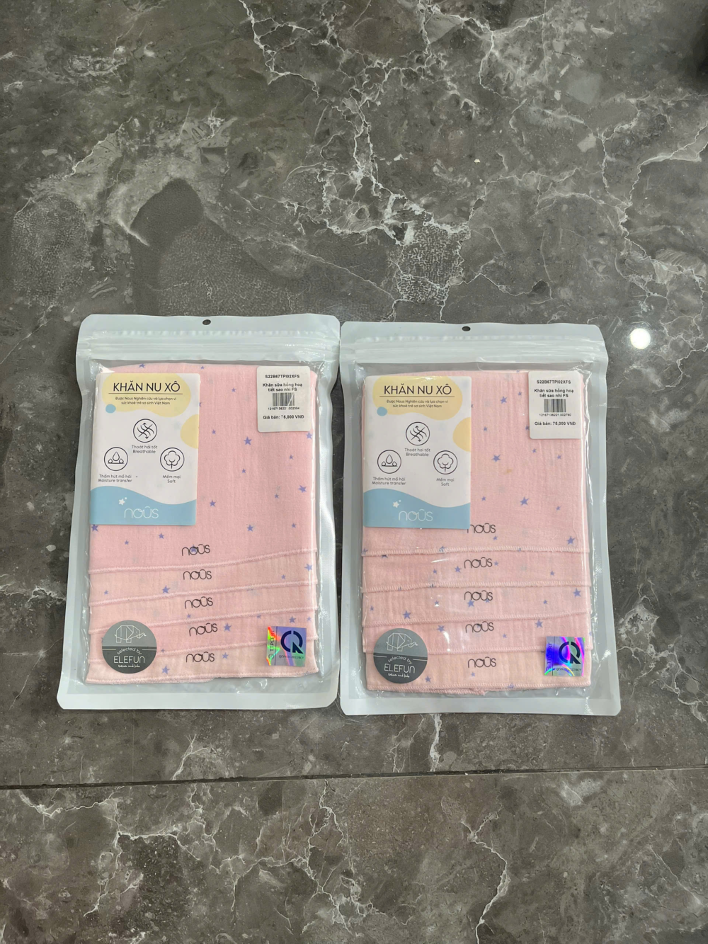 2 set 5 khăn xô Nous sơ sinh (tổng 10cái) nous