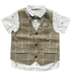 Áo sơ mi gile Next baby bé trai màu trắng xám (1.5 đến 2 tuổi) Next baby