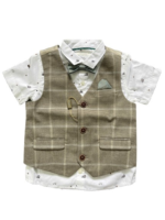 Áo sơ mi gile Next baby bé trai màu trắng xám (1.5 đến 2 tuổi) Next baby