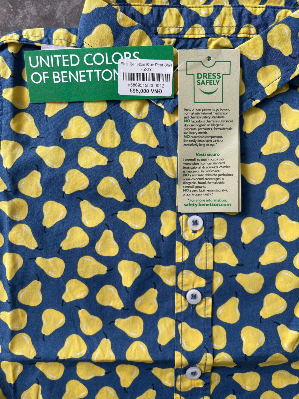 Áo sơ mi quả lê Benetton bé trai (2 đến 3 tuổi) Benetton - Ảnh 3