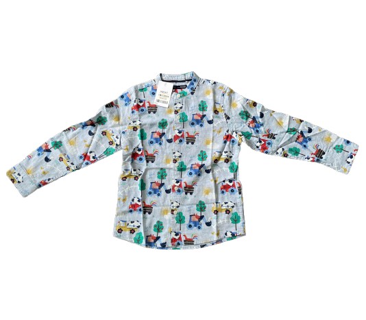 Áo sơ mi dài tay Next baby bé trai màu xanh nhiều hoạ tiết (6 đến 7 tuổi) Next baby