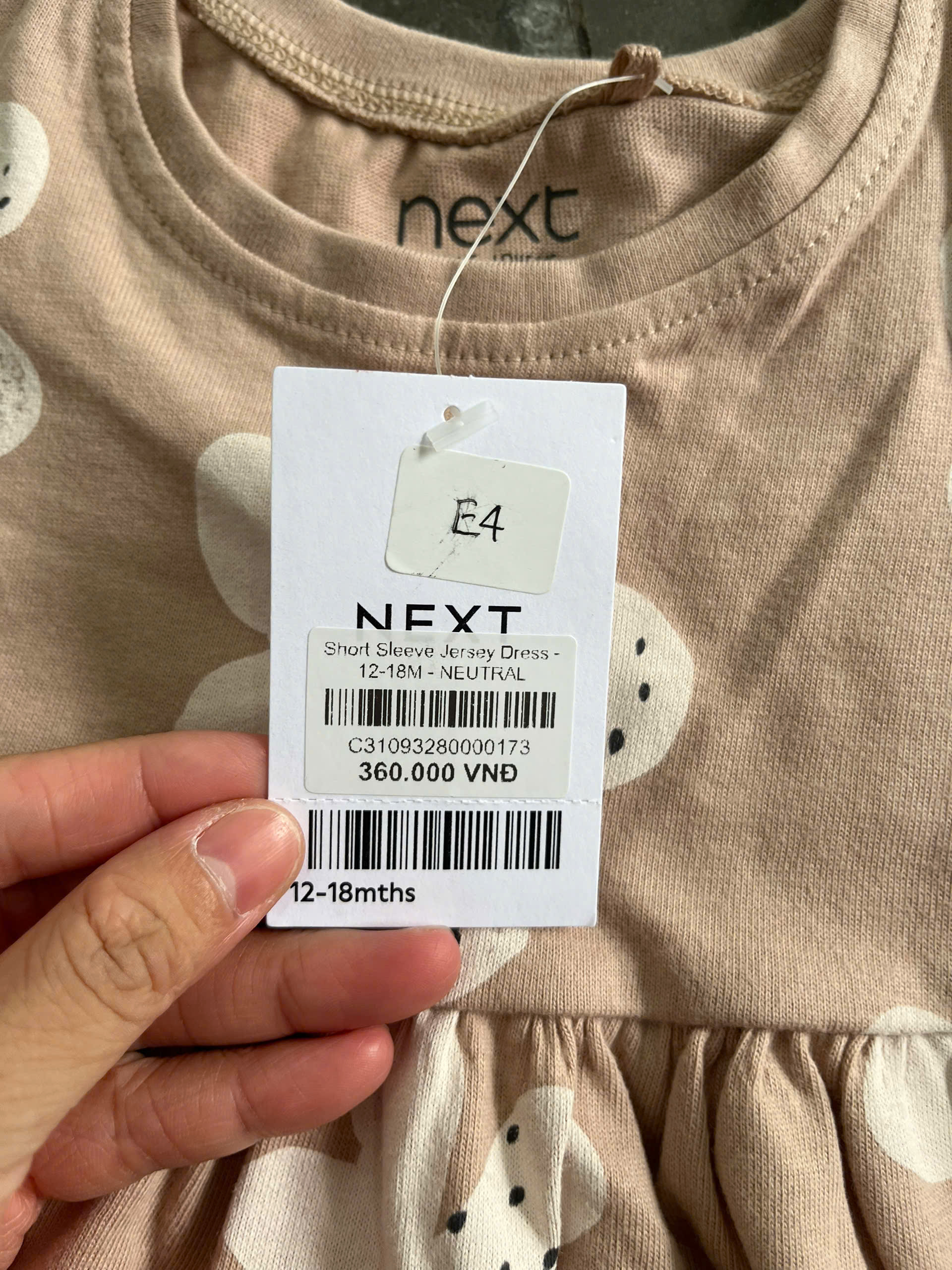 Váy cotton bé gái Next baby màu be hoạ hoa (12 đến 18 tháng) Next baby - Ảnh 4