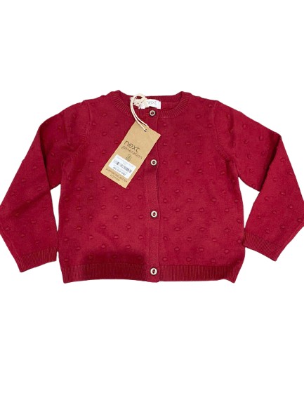 Áo khoác cadigan bé gái màu đỏ đô 9 đến 12 tháng Next baby