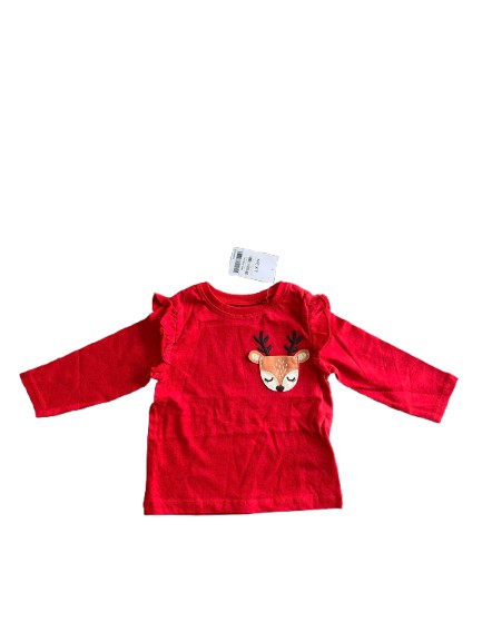 Áo thun dài tay tuần lộc Next baby bé gái màu đỏ (9 đến 12 tháng) Next baby
