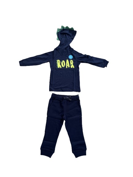 Set bộ đồ áo quần dài khủng long bé Next baby xanh navy có nón trùm đầu (2 tuổi) Next baby