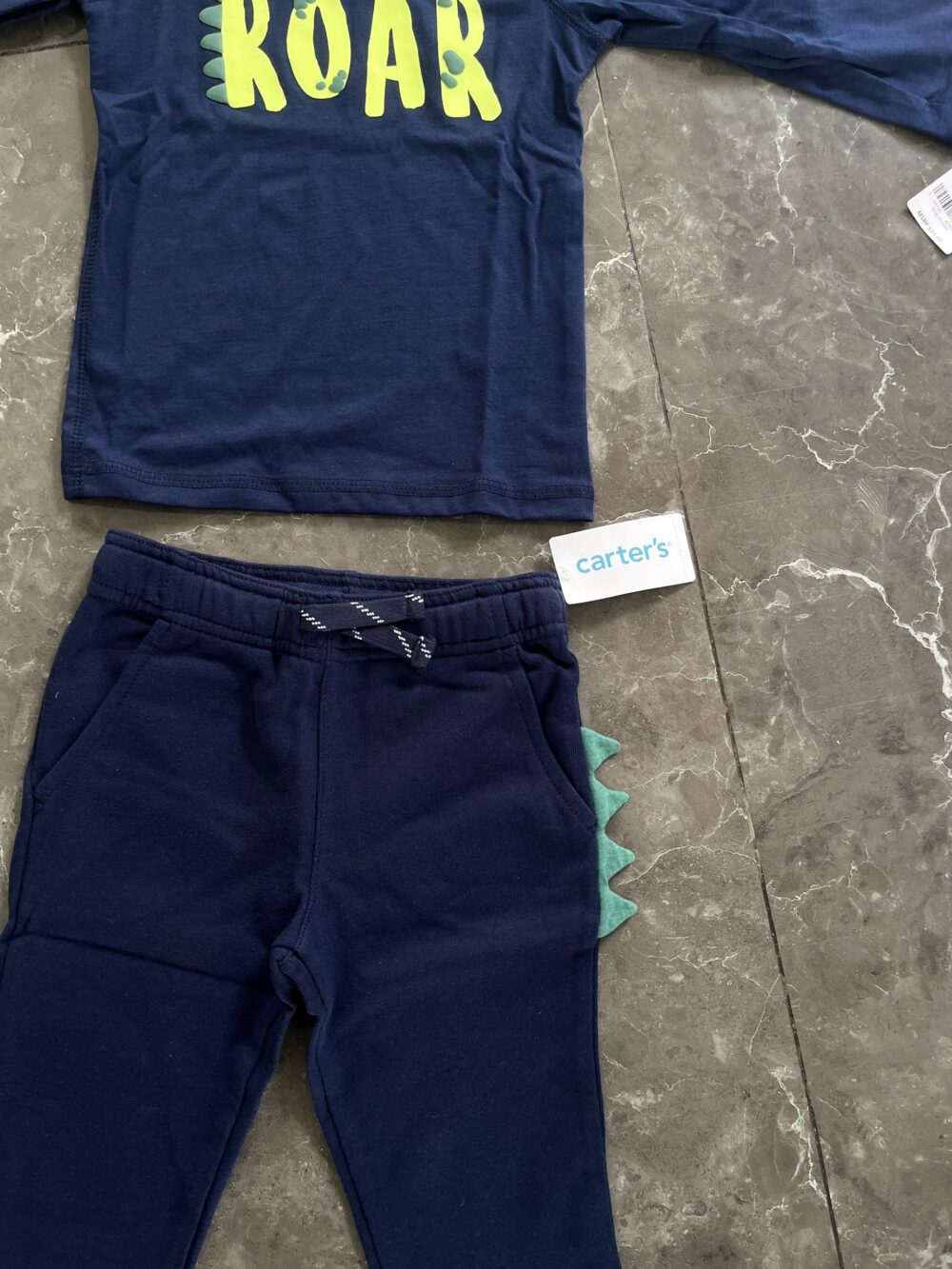 Set bộ đồ áo quần dài khủng long bé Next baby xanh navy có nón trùm đầu (2 tuổi) Next baby - Ảnh 4