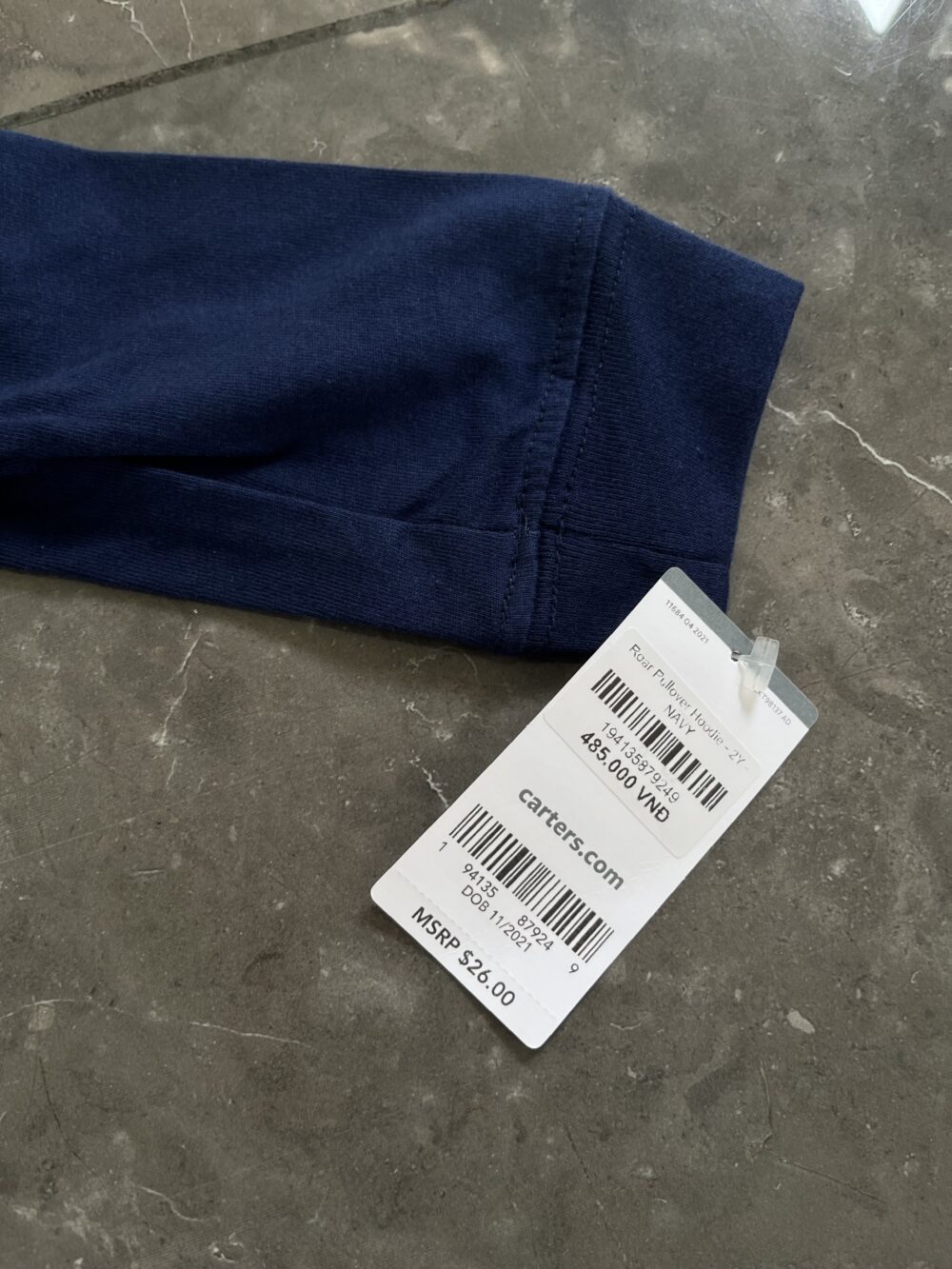 Set bộ đồ áo quần dài khủng long bé Next baby xanh navy có nón trùm đầu (2 tuổi) Next baby - Ảnh 5