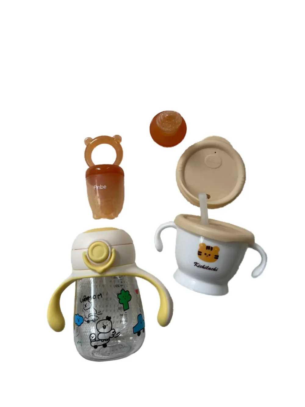 Set cốc tập hút, bình uống nước, túi nhai silicone cho bé UBmom, Kichilachi, Anbe