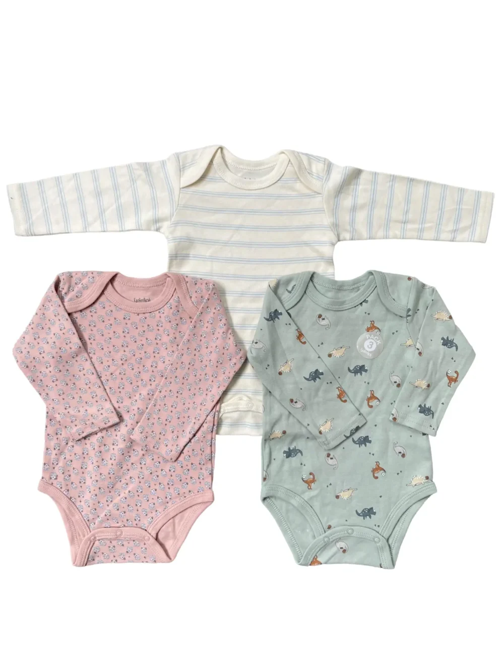 Set 3 bodysuit dài tay cho bé gái 3 đến 6 tháng
