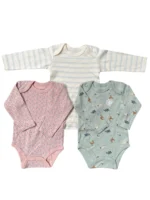 Set 3 bodysuit dài tay cho bé gái 3 đến 6 tháng