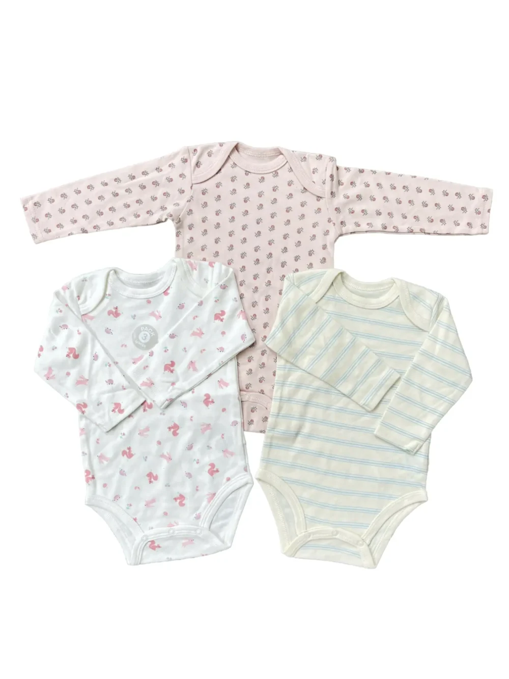 Set 3 bodysuit dài tay cho bé 6 đến 9 tháng
