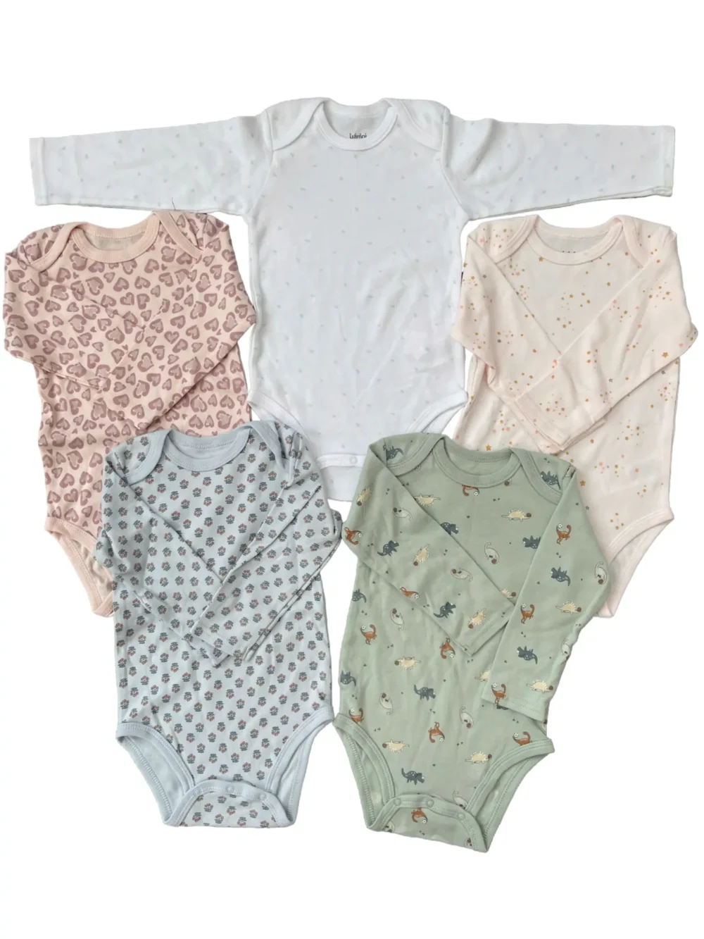 Set 5 bodysuit dài tay cho bé 12 đến 18 tháng