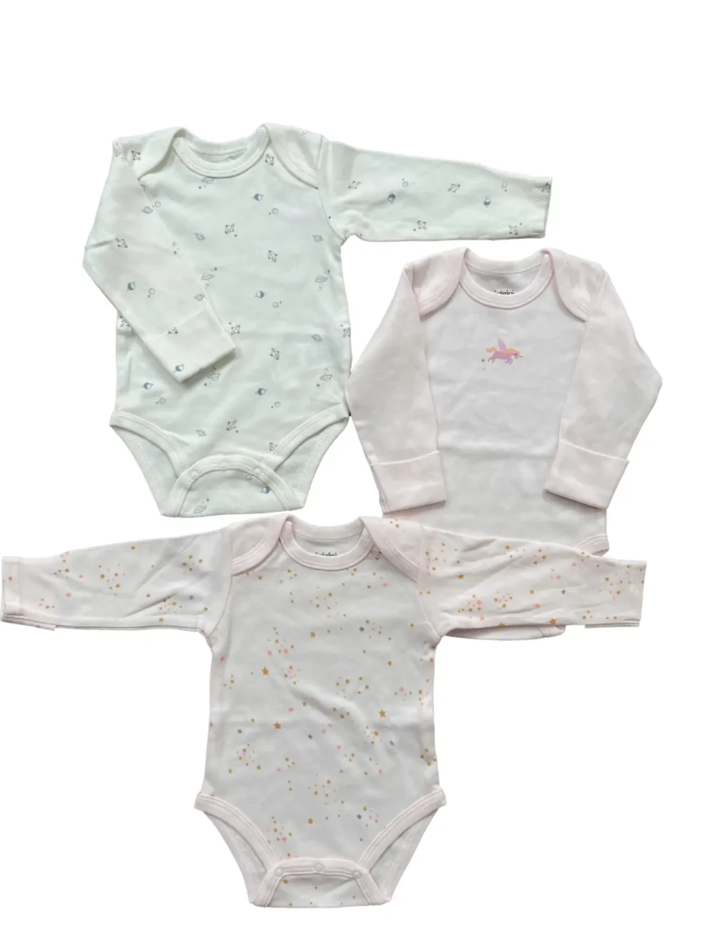 Set 3 bodysuit dài tay cho bé 0 đến 3 tháng