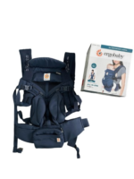 Địu Ergo baby Omni 360 cool air mesh xanh navy sọc hồng (còn box) tặng kèm yếm địu