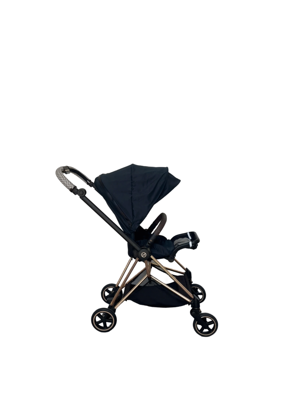 Xe đẩy Cybex mios 2 màu đen khung rose gold (kèm sẵn bọc tay cầm xe đẩy) 0-4 tuổi
