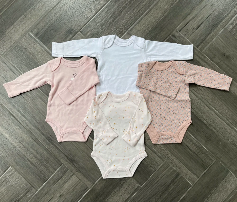 Set 4 bodysuit dài tay cho bé gái 0 đến 3 tháng - Ảnh 10