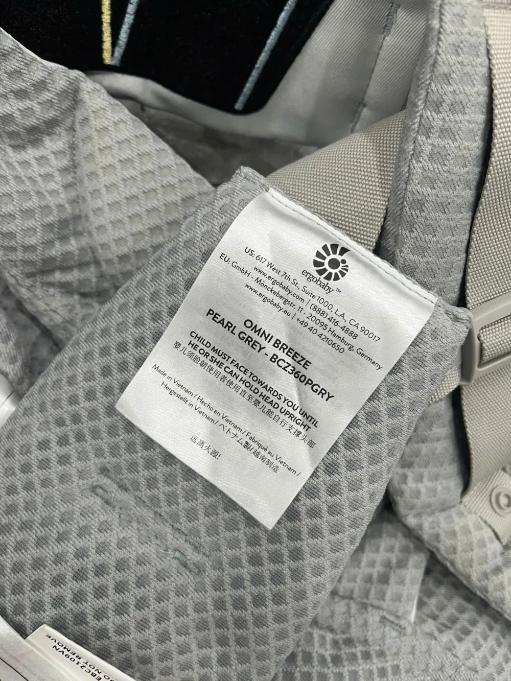 Địu Ergo baby Omni Breeze màu xám new tag fullbox - Ảnh 8