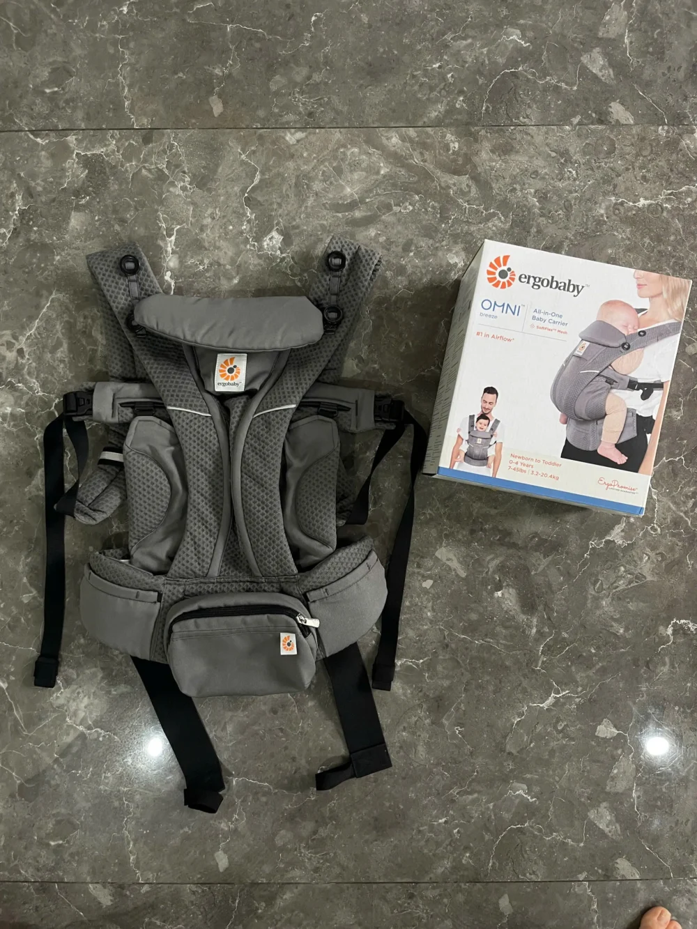 Địu Ergo baby Omni Breeze màu xám đậm (còn box) - Ảnh 14