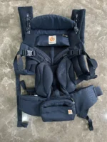 Địu Ergo baby Omni 360 cool air mesh xanh navy sọc hồng (còn box) tặng kèm yếm địu - Ảnh 6