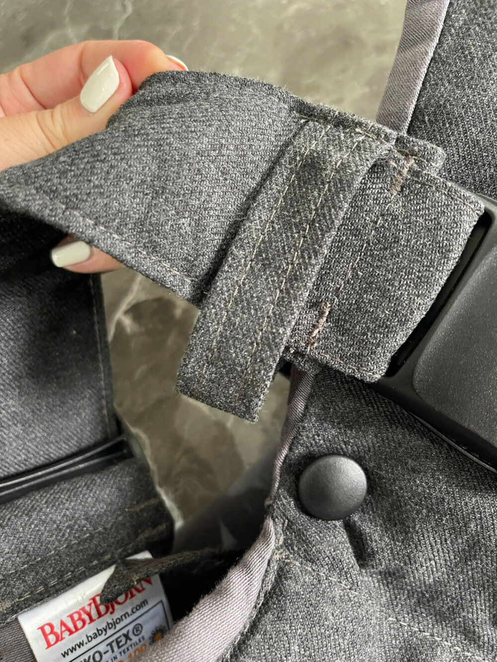 Địu Baby bjorn one cotton mix màu denim grey x cotton grey (còn box) 0-4 tuổi - Ảnh 16