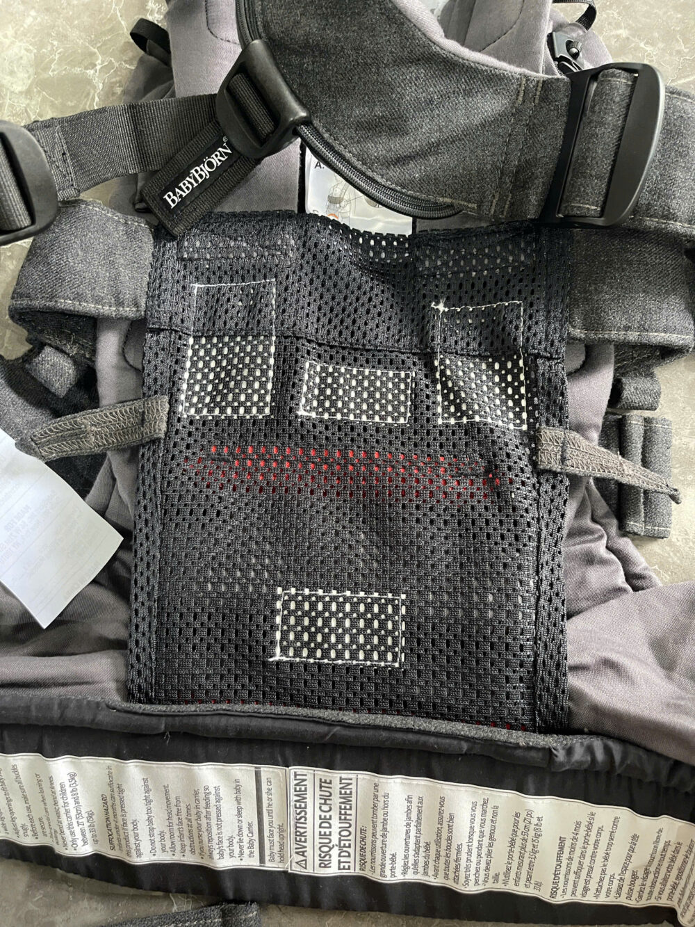 Địu Baby bjorn one cotton mix màu denim grey x cotton grey (còn box) 0-4 tuổi - Ảnh 8