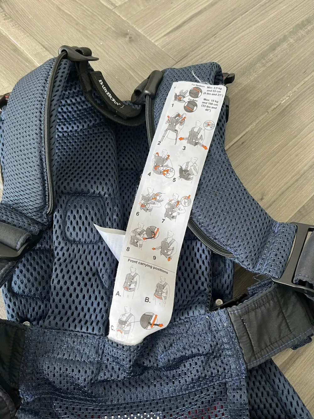 Địu Baby bjorn one air 3D mesh màu xanh navy 3kg2-15kg - Ảnh 11