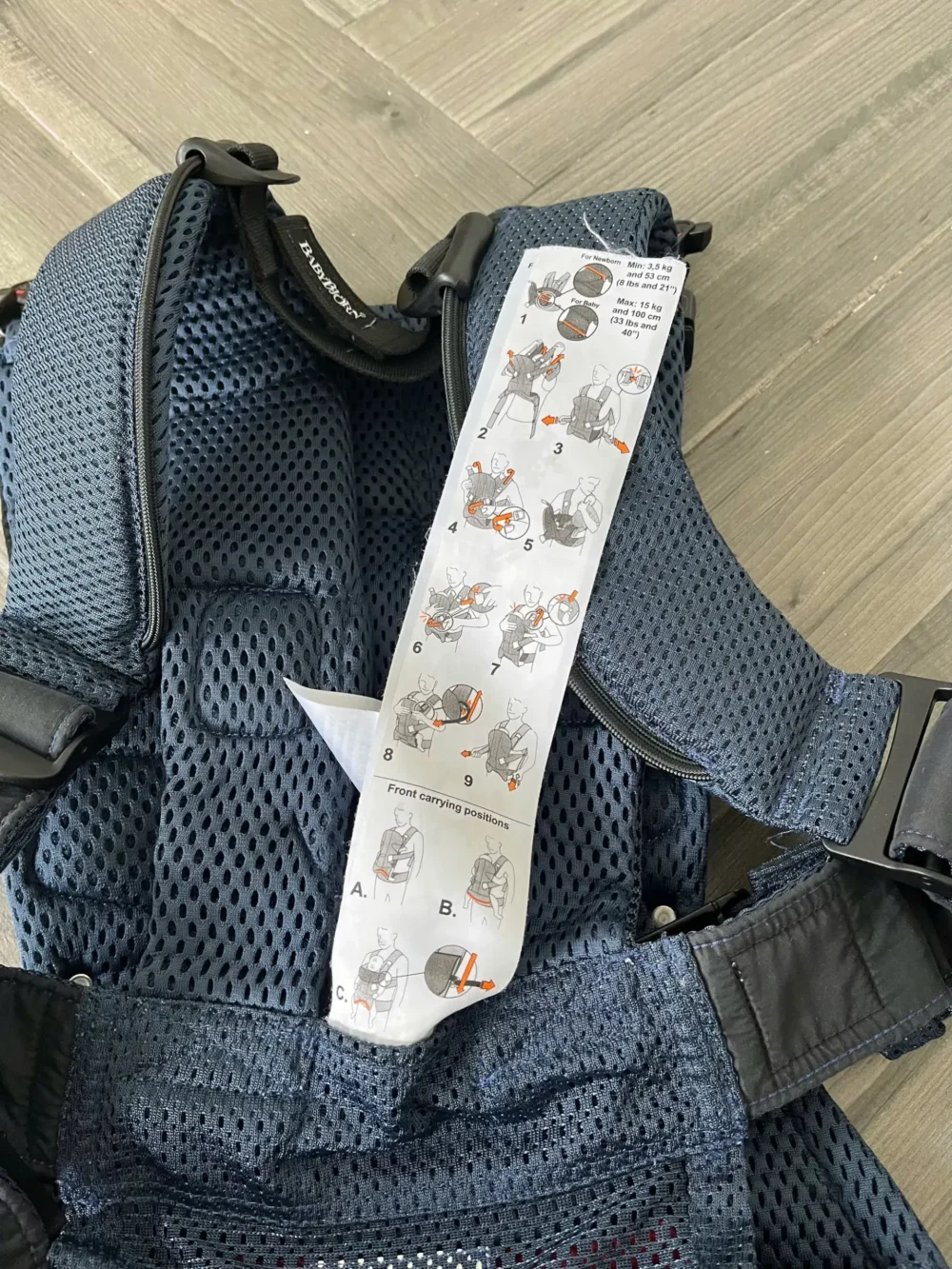 Địu Baby bjorn one air 3D mesh màu xanh navy 3kg2-15kg - Ảnh 11