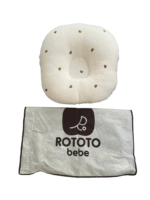 Gối chống trào ngược Rototo bebe vải cotton lụa hoạ tiết chú gấu (còn túi vải đựng gối)
