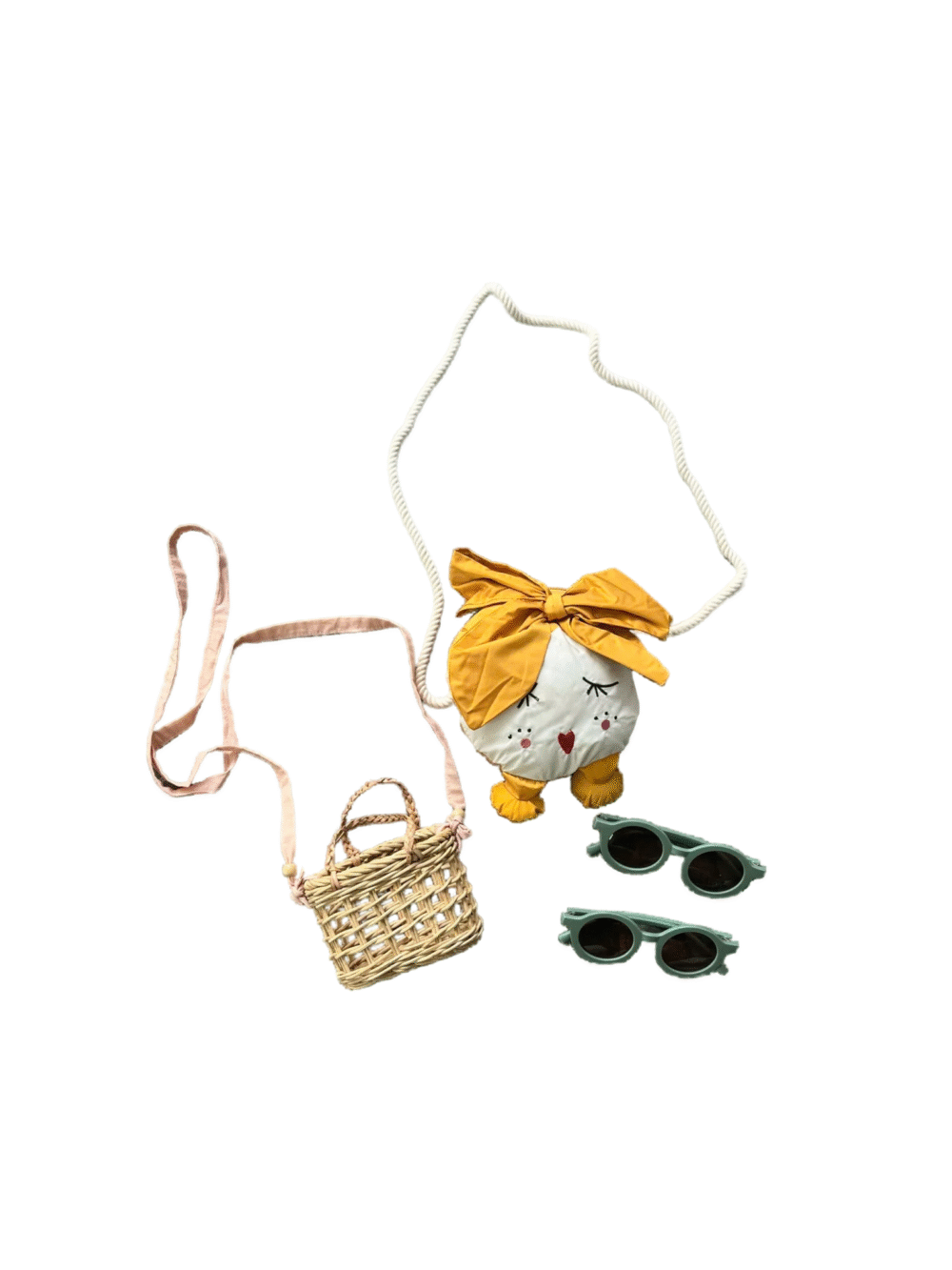 Set 4 món 2 kính râm và 2 túi nhỏ cho bé gái Zara và handmade
