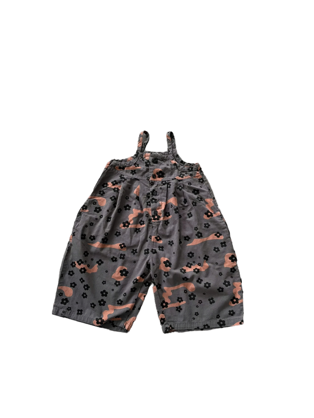 Jumpsuit Hai Dây Hoạ Tiết Hoa cho Bé Gái Mùa Hè màu xám đen Korean brand