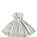 Váy kiểu thêu nhí hở eo cho bé gái xanh pastel Hebechicc