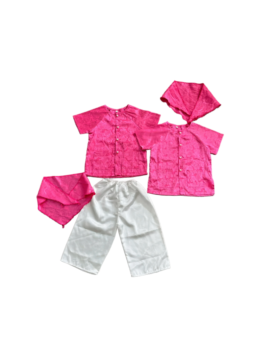 Set đồ bà ba cho bé gái kèm khăn màu hồng