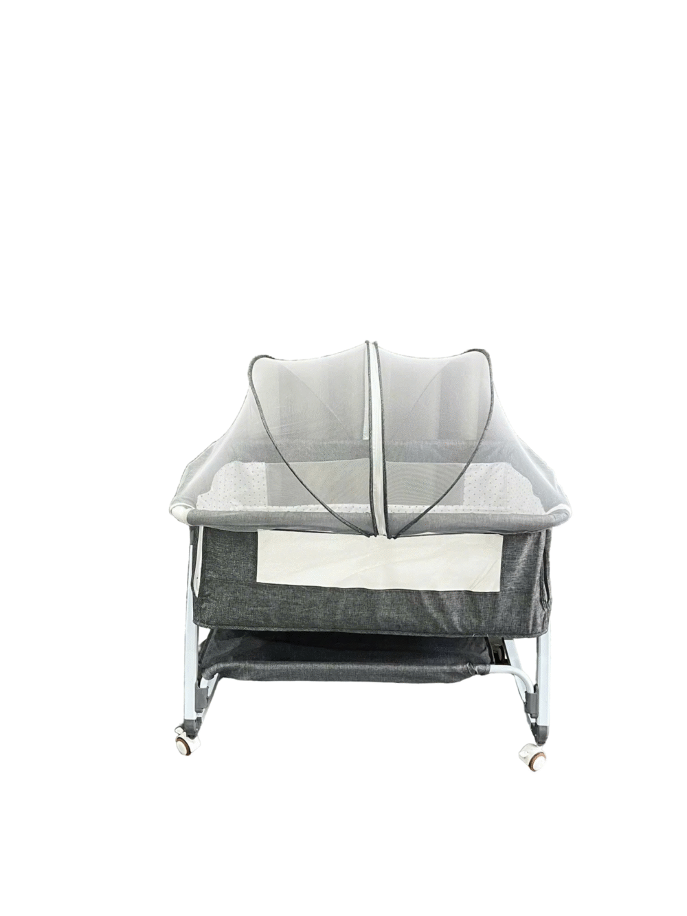 Nôi cho bé BABYTREE đa năng (có thể hạ thanh chắn ghép giường, có nhiều nấc điều chỉnh độ cao và bánh xe di chuyển được + tặng kèm 1 bọc drap giường chống thấm)
