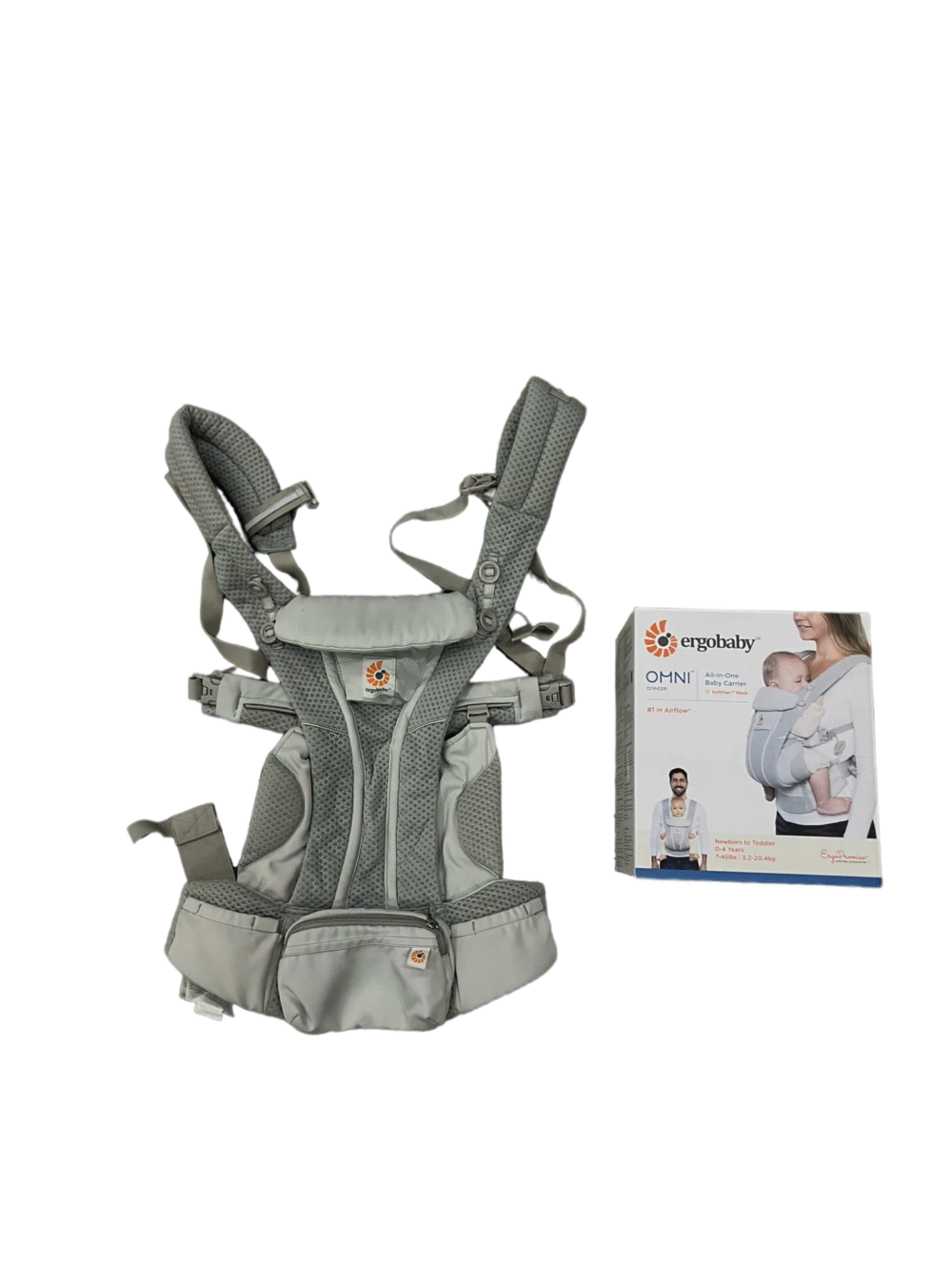 Địu Ergo baby Omni Breeze màu xám nhạt 0-4 tuổi (còn box)