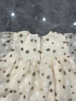 Váy đầm xoè hoa voan 2 lớp bé gái màu be hoa bi Vietnam design - Ảnh 3