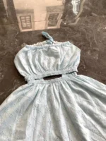 Váy kiểu thêu nhí hở eo cho bé gái xanh pastel Hebechicc - Ảnh 6