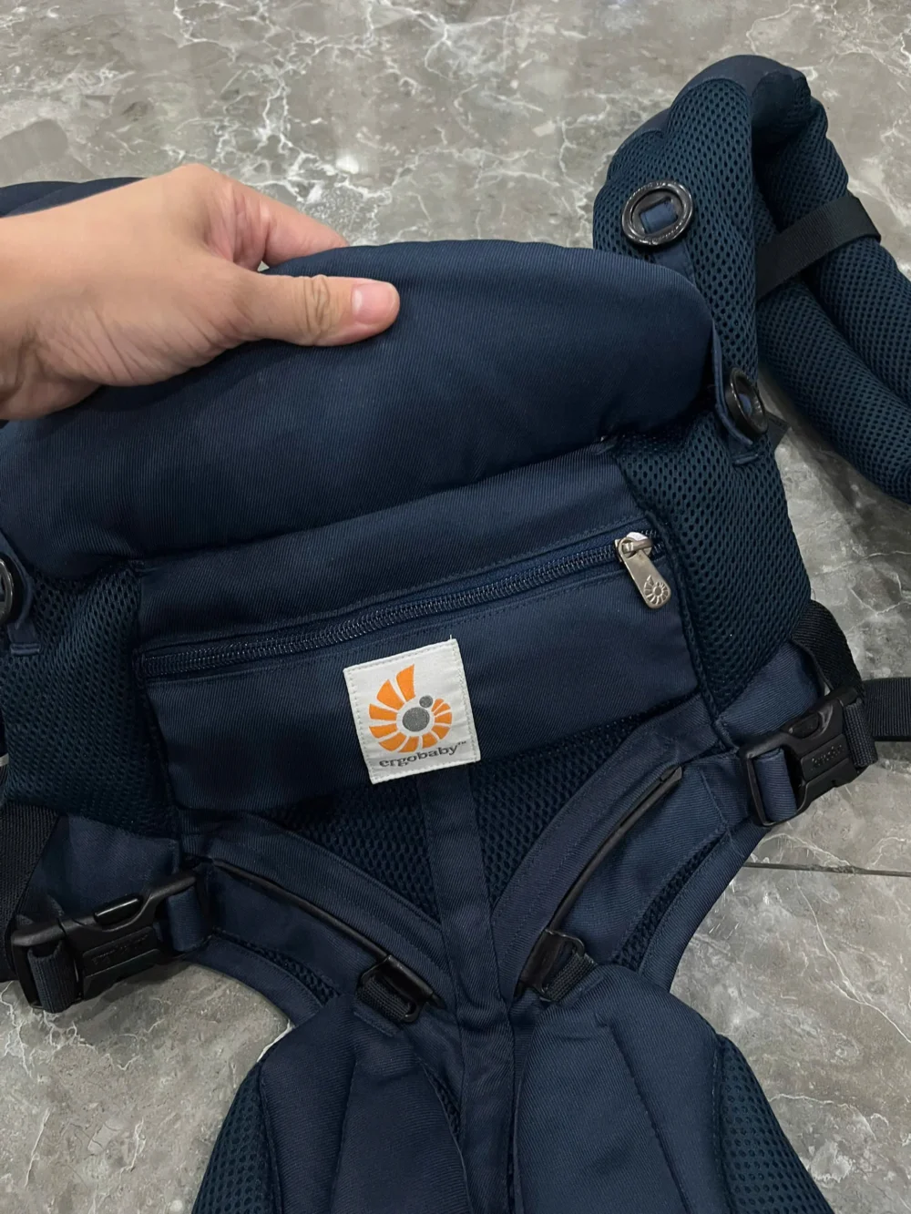 Địu Ergo baby Omni 360 cool air mesh màu xanh navy 0-4 tuổi (no box) - Ảnh 16