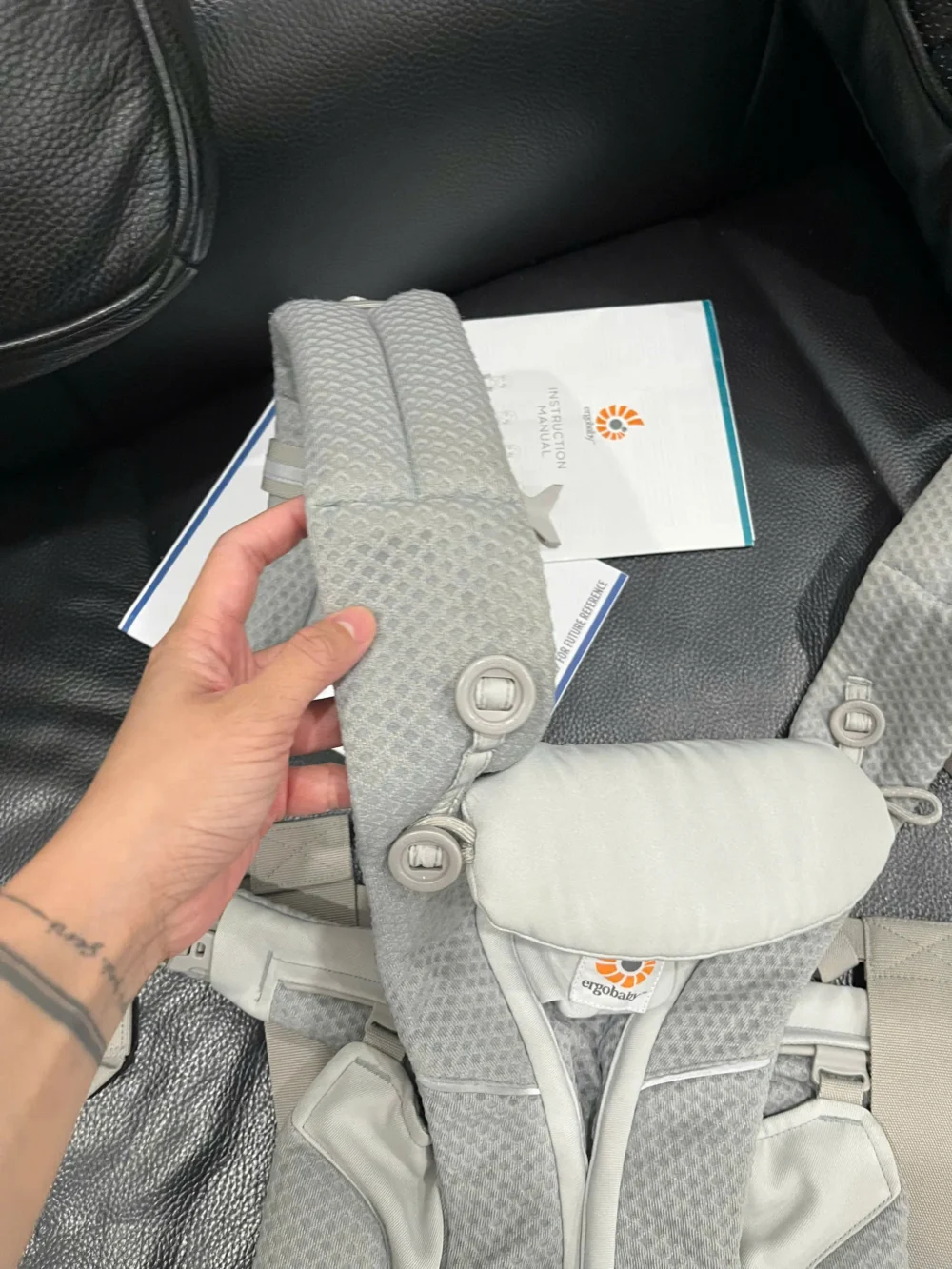 Địu Ergo baby Omni Breeze màu xám nhạt 0-4 tuổi (no box) - Ảnh 11