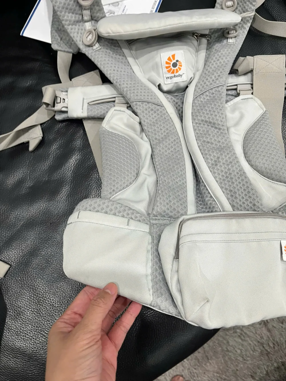 Địu Ergo baby Omni Breeze màu xám nhạt 0-4 tuổi (no box) - Ảnh 14